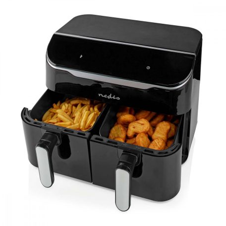 Dupla forró levegős fritőz | 2x3.5 l | Időzítő: 60 min | Előre beállított programok száma: 10 | Digitális | Fekete