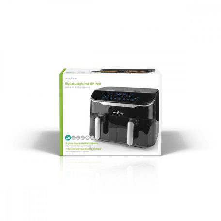 Dupla forró levegős fritőz | 2x3.5 l | Időzítő: 60 min | Előre beállított programok száma: 10 | Digitális | Fekete
