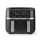 Nedis Air Fryer DOUBLE Digitális, dupla tartályos forrólevegős olajsütő, 2 x 3,8 literes, 2850 W (KAAFD350EBK) Forró Levegő Sütő | 2x3.8 l | Időzítő: 60 min | Digitális | Fekete
