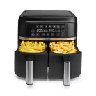Nedis Air Fryer DOUBLE Digitális, dupla tartályos forrólevegős olajsütő, 2 x 3,8 literes, 2850 W (KAAFD350EBK) Forró Levegő Sütő | 2x3.8 l | Időzítő: 60 min | Digitális | Fekete