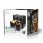 Nedis Air Fryer DOUBLE Digitális, dupla tartályos forrólevegős olajsütő, 2 x 3,8 literes, 2850 W (KAAFD350EBK) Forró Levegő Sütő | 2x3.8 l | Időzítő: 60 min | Digitális | Fekete