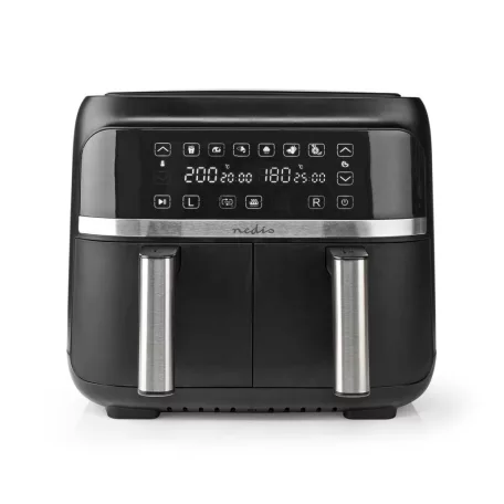 Dupla forró levegős fritőz | 2x3.8 l | Időzítő: 60 min | Előre beállított programok száma: 6 | Digitális | Fekete