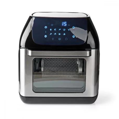 Nedis Deluxe XXXL prémium Olaj nélküli meleglevegős fritőz, 9 funkciós 12 liter forrólevegős sütő 1500w -s Airfryer óriás kapacitású 3,2kg sültkrumpli modell KAAFO300EBK