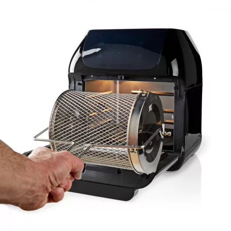 Nedis Deluxe XXXL prémium Olaj nélküli meleglevegős fritőz, 9 funkciós 12 liter forrólevegős sütő 1500w -s Airfryer óriás kapacitású 3,2kg sültkrumpli modell KAAFO300EBK