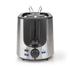 Kenyérpirító | Rozsdamentes Acél Széria | 2 Szelet Kenyér | 2 Bővítőhely | Barnítási szint: 7 | Kiolvasztási lehetőség | Péksütemény tartó | Alumínium