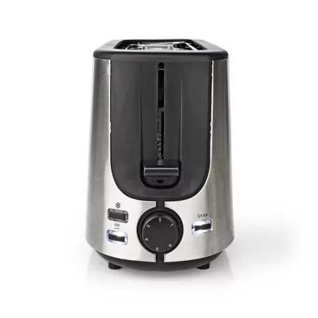 Kenyérpirító | Rozsdamentes Acél Széria | 2 Szelet Kenyér | 1 Hosszú Rés | Barnítási szint: 6 | Kiolvasztási lehetőség | Péksütemény tartó | Alumínium