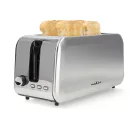 Kenyérpirító | 4 Szelet Kenyér | 2 Hosszú Rés | Barnítási szint: 7 | Kiolvasztási lehetőség | Alumínium / Ezüst