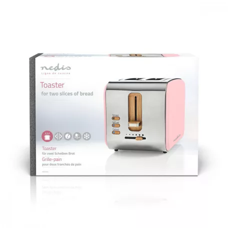 Kenyérpirító | Puha Borítás Széria | 2 Bővítőhely | Barnítási szint: 6 | Kiolvasztási lehetőség | Rózsaszín