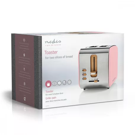 Kenyérpirító | Puha Borítás Széria | 2 Bővítőhely | Barnítási szint: 6 | Kiolvasztási lehetőség | Rózsaszín