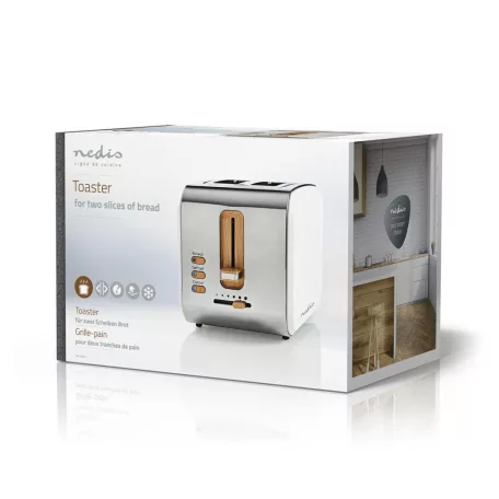 Kenyérpirító | Puha Borítás Széria | 2 Szelet Kenyér | 2 Bővítőhely | Barnítási szint: 6 | Kiolvasztási lehetőség | Fehér