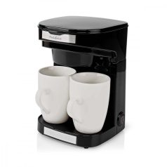   Nedis KACM140EBK kávéfőző 2 porceláncsészével Kávéfőző | Kávé filter | 0.25 l | 2 Csésze eszpresszó hordozható extra kis méretben