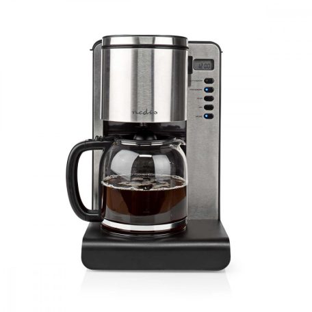 NEDIS ALU házas Kávéfőző | Kávé filter | 1.5 l | 12 Csészék | Melegen tartó funkció | Bekapcsolás időzítő | LCD Kijelző | Óra funkció | Alumínium / Fekete