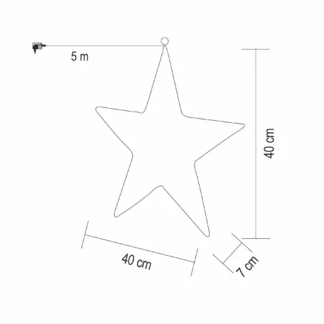 Home KAD40 csillag fém dekoráció, 320db melegfehér micro LED, fém kivitel, 5m tápkábel, adapteres tápellátás, beltéri kivitel