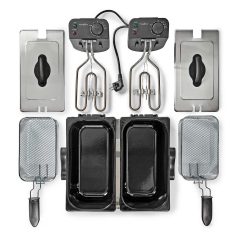   Nedis 2 x 3 literes, dupla kosaras olajsütő, 3600 W Olajsütő térfogat: 6 l | 3600 W | 90 °C | 190 °C kadf601fsr hagyományos olajsütő Zurrichberg zbp7626