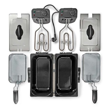 Nedis 2 x 3 literes, dupla kosaras olajsütő, 3600 W Olajsütő térfogat: 6 l | 3600 W | 90 °C | 190 °C kadf601fsr hagyományos olajsütő Zurrichberg zbp7626