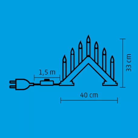 HOME KAD8 gyertyaív, 7db piros gyertyaláng izzó, lakkozott fa alapanyag, hálózati tápellátás, beltéri kivitel