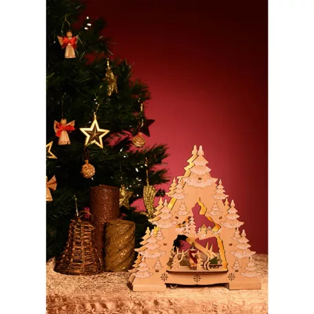 LED-es asztali dísz, fenyőfa, 3V