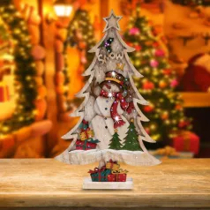   Home KAD 35 optikai szálas asztali dísz, festett fa, fehér fenyő, színes fénypontok