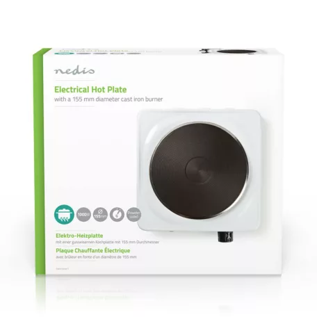 Elektromos főzőlap | Főzőzónák: 1 | 1000 W | Túlmelegedés elleni védelem | Fehér