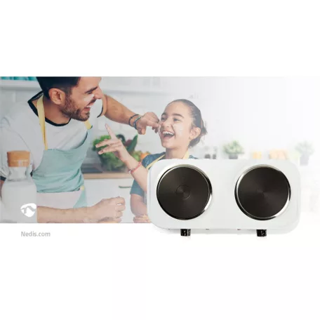 Elektromos főzőlap | Főzőzónák: 2 | 2000 W | Túlmelegedés elleni védelem | Fehér