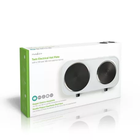 Elektromos főzőlap | Főzőzónák: 2 | 2500 W | Túlmelegedés elleni védelem | Fehér