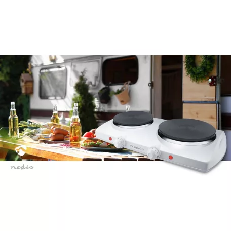 Elektromos főzőlap | Főzőzónák: 2 | 2300 W | Túlmelegedés elleni védelem | Fehér