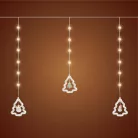 Home KAF110WW fényfüggöny, kül- és beltéri kivitel, 2,7 méter, 110 db melegfehér microLED, Mikulás és hóember figurák