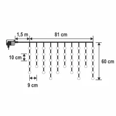   HOME KAF50DLEDWH DOT LED-es fényfüggöny, 50db hidegfehér DOT LED, 81cm, állófényű, adapteres tápellátás, beltéri kivitel