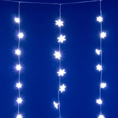   HOME KAF50WH LED-es hópehely fényfüggöny, 1,35 m, 50 db hidegfehér LED, hálózati tápellátás, beltéri kivitel