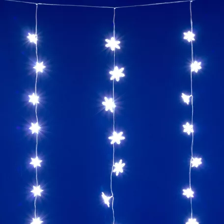 HOME KAF50WH LED-es hópehely fényfüggöny, 1,35 m, 50 db hidegfehér LED, hálózati tápellátás, beltéri kivitel