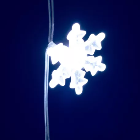 HOME KAF50WH LED-es hópehely fényfüggöny, 1,35 m, 50 db hidegfehér LED, hálózati tápellátás, beltéri kivitel