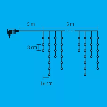 Home KAF 100L 3M LED-es fényfüggöny, 8 programos, 3 m, IP44, 230V