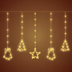   Micro LED-es, figurás fényfüggöny, 10 figura, melegfehér LED