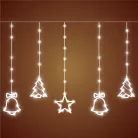 Home KAF 11/WH micro LED-es figurás fényfüggöny, 2 m / 186 db hidegfehér LED, harang / fenyő / csillag figurákkal, hálózati adapter, kül- és beltéri kivitel