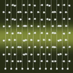   Home KAF 210LC LED-es fényfüggöny, 2x1 m / 210 db hidegfehér LED, fehér vezeték, állófényű, hálózati adapter, kül- és beltéri kivitel