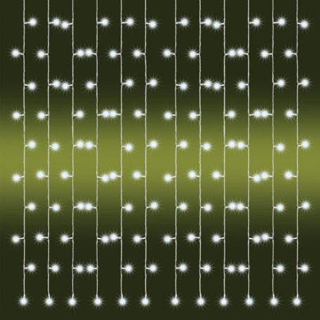 Home KAF 210LC LED-es fényfüggöny, 2x1 m / 210 db hidegfehér LED, fehér vezeték, állófényű, hálózati adapter, kül- és beltéri kivitel