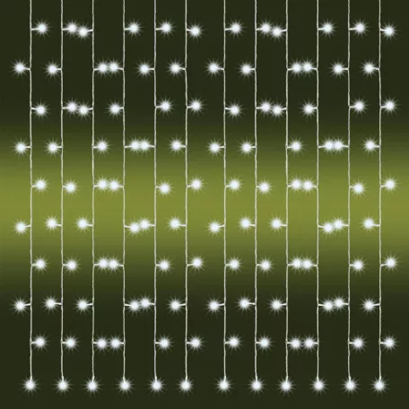 Home KAF 210LC LED-es fényfüggöny, 2x1 m / 210 db hidegfehér LED, fehér vezeték, állófényű, hálózati adapter, kül- és beltéri kivitel