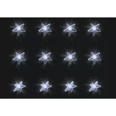   Home KAF 48L LED-es csillag fényfüggöny, 1,5x1 m / 48 db hidegfehér LED csillag figurákban, átlátszó vezeték, hálózati adapter, beltéri kivitel