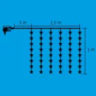 Home KAF 48L LED-es csillag fényfüggöny, 1,5x1 m / 48 db hidegfehér LED csillag figurákban, átlátszó vezeték, hálózati adapter, beltéri kivitel