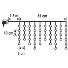 Home KAF 50C LED/WW LED-es fényfüggöny, 0,81 m / 50 db melegfehér LED,  fehér vezeték, álló fényű, hálózati adapter, beltéri kivitel