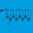 Home KAF 8/F LED-es hókristály fényfüggöny, 0,9 m / 8 db melegfehér LED akril hókristályban, átlátszó vezeték, hálózati adapter, kül- és beltéri kivitel