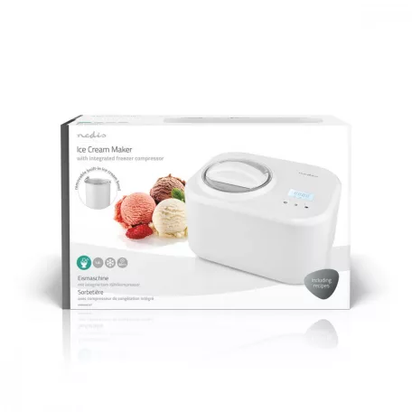 Nedis fagylalt készítő gép, Jégkrém készítő | 1.0 l | Fehér | Műanyag kompresszoros fagyasztó