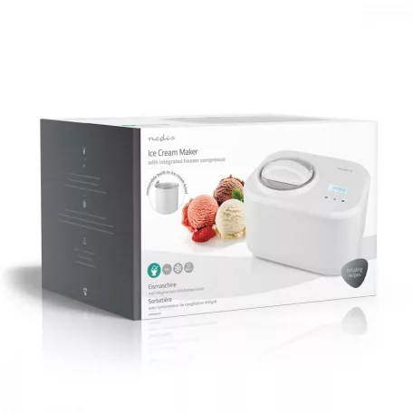 Nedis fagylalt készítő gép, Jégkrém készítő | 1.0 l | Fehér | Műanyag kompresszoros fagyasztó
