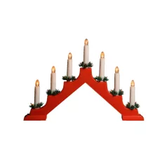   Home KAL 01 gyertyapiramis, beltéri kivitel, 7 db melegfehér állófényű LED, 10 cm magas gyertyák, piros