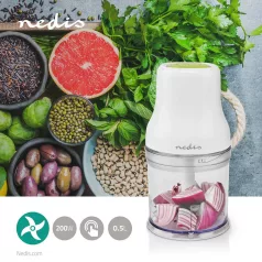   Nedis konyhai aprító Élelmiszer Aprító | 200 W | 0.5 l | Műanyag | 1 Sebesség Beállítás | Fehér