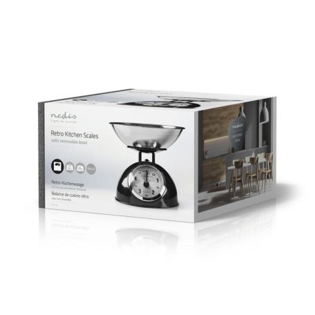 Konyhai mérleg | Analóg | Rozsdamentes Acél | Kivehető tál | Fekete