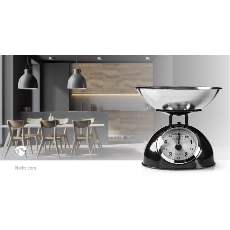 Konyhai mérleg | Analóg | Rozsdamentes Acél | Kivehető tál | Fekete