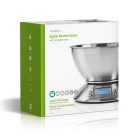 Konyhai mérleg | Digitális | Rozsdamentes Acél | Időzítő funkció | Hőmérő funkció | Kivehető tál | Ezüst