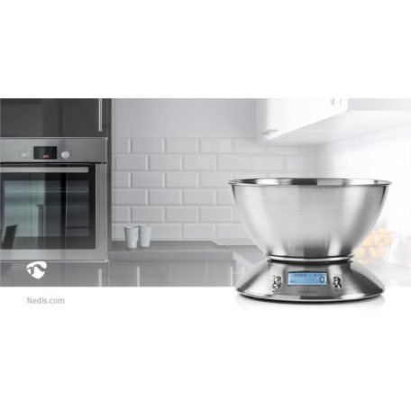 Konyhai mérleg | Digitális | Rozsdamentes Acél | Időzítő funkció | Hőmérő funkció | Kivehető tál | Ezüst