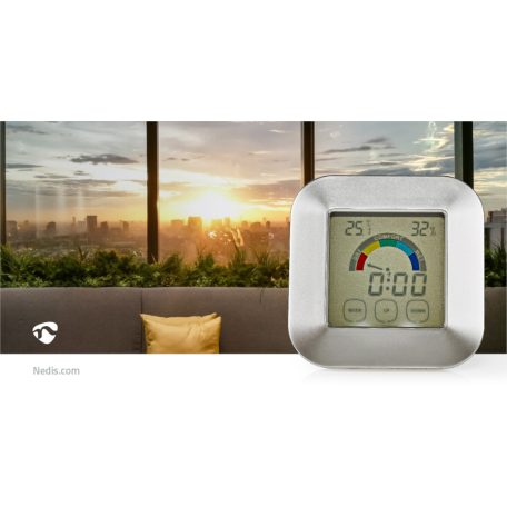 Digitális hőmérő | Beltéri | Beltéri hőmérséklet | Beltéri nedvesség | Ezüst / Fehér